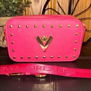 Valentino Orlandi Pink Crossbody Bag with Gold Studs